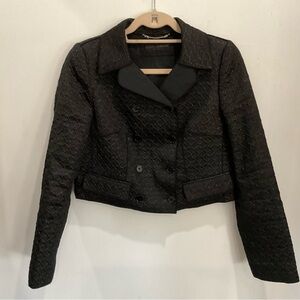Dolce & Gabbana Black Quilted Double-Breasted Cropped Blazer